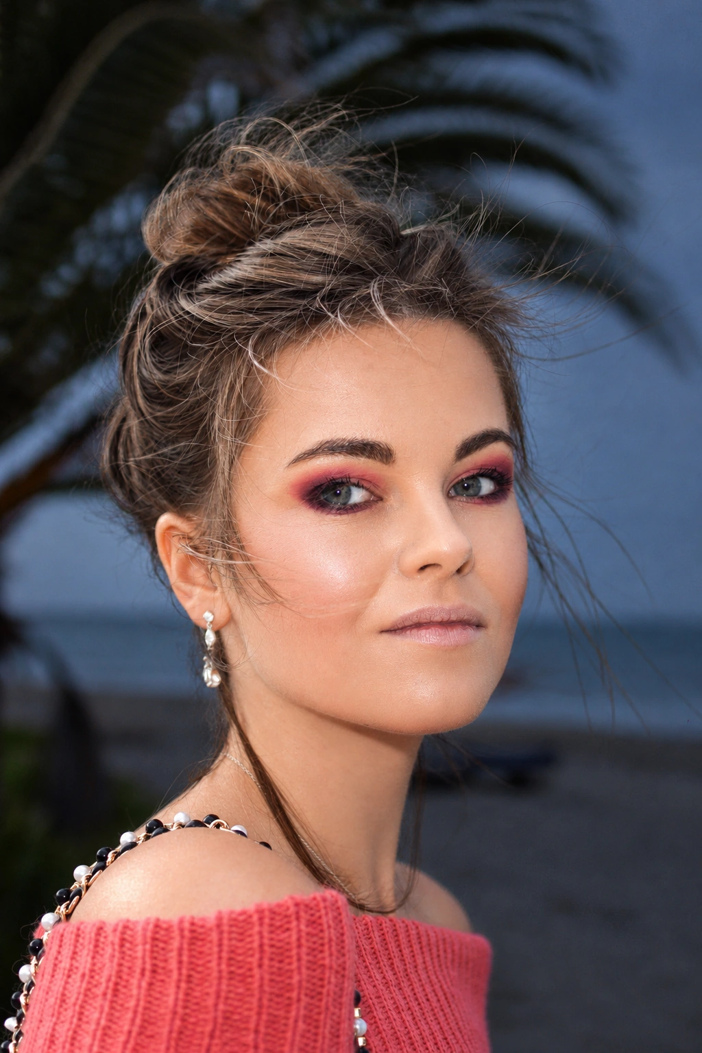 Illustrative direct-flash lighting edit of a real portrait by Tamara Bellis