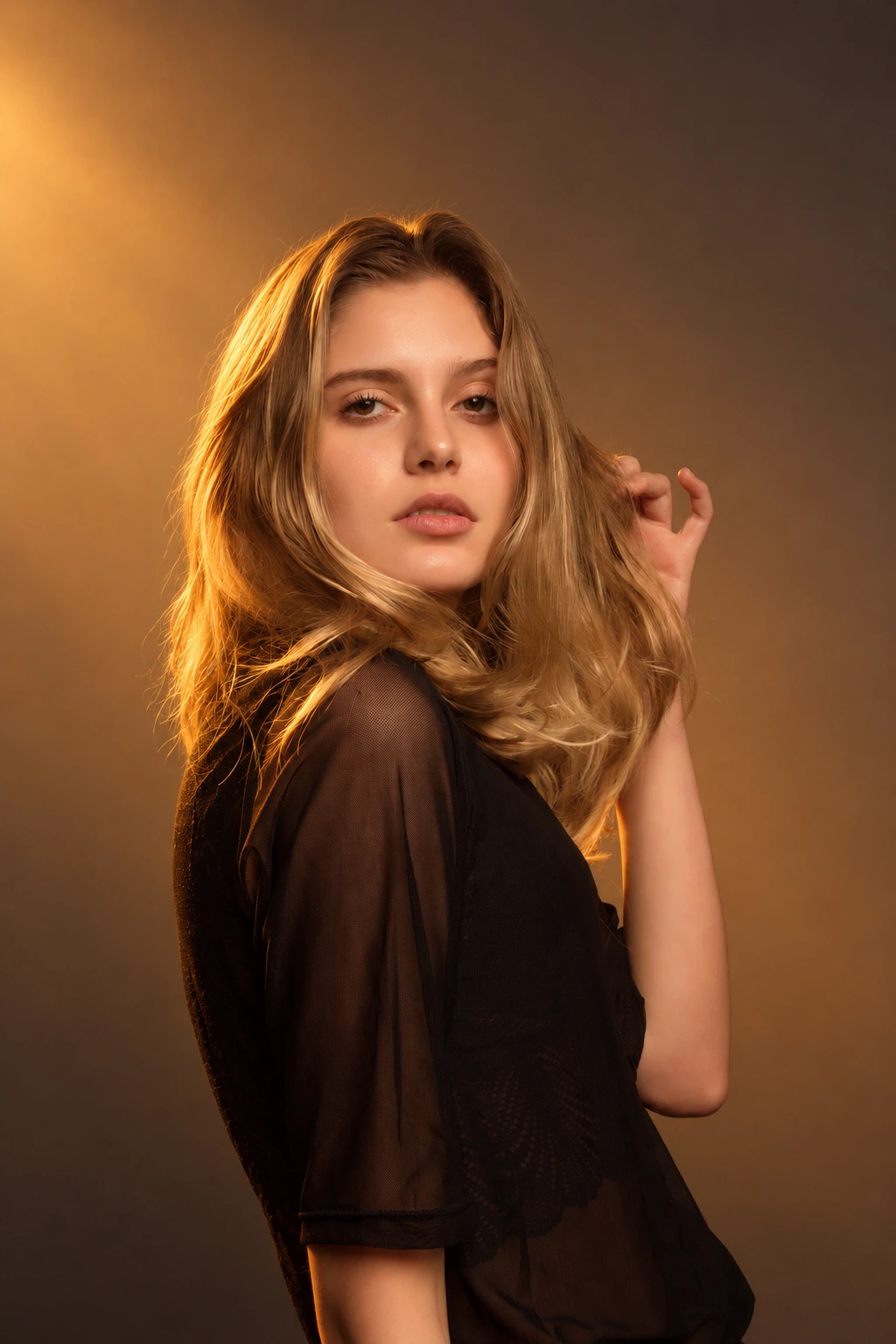 Illustrative Golden Hour lighting edit of the real portrait